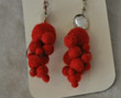 Red clumped-ball earrings