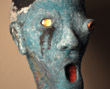 Blue head sculpture